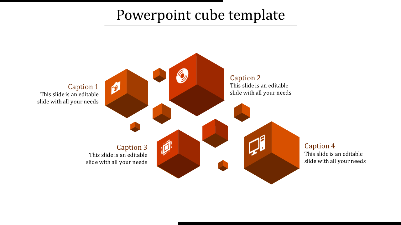 Effective PowerPoint Cube Template With Four Nodes Slide